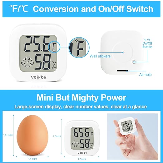 Vaikby Indoor Thermometer 2Pack, Humidity Gauge Meter Digital Hygrometer Room - Image 7
