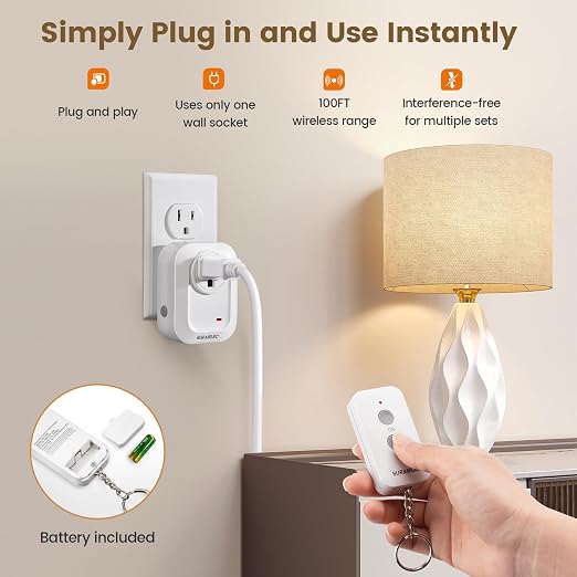 SURAIELEC Wireless Light Switch Remote Control Outlet, No Wiring Needed - Image 2