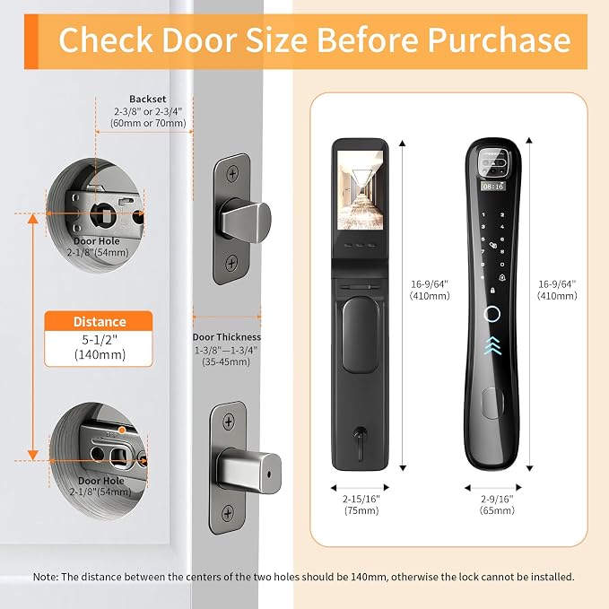 EIYSIE Smart Lock with Camera & Video Doorbell, 8-in-1 Keyless Entry Door Lock - Image 3