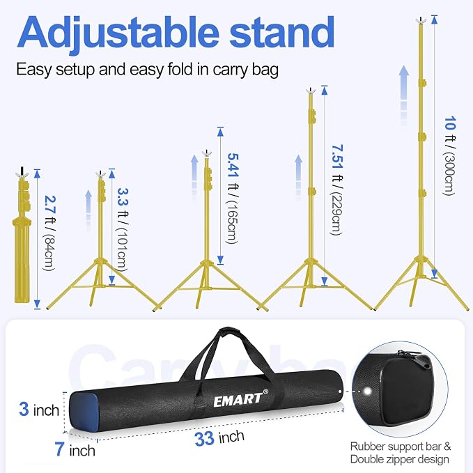 EMART Backdrop Stand 10x10ft Photo Studio Adjustable Background Stand Support - Image 3