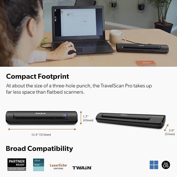 Ambir TravelScan Pro 600 Simplex Document Scanner and Card Scanner - Image 6