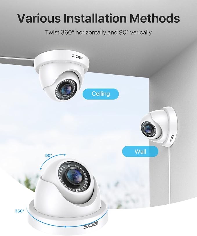 ZOSI 1080p Dome Security Cameras, 2MP Day Night Weatherproof Surveillance CCTV - Image 7