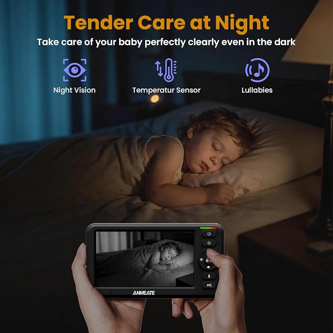 Baby Monitor with Camera and Audio – 720P Baby Camera No WiFi, Remote Pan& - Image 4