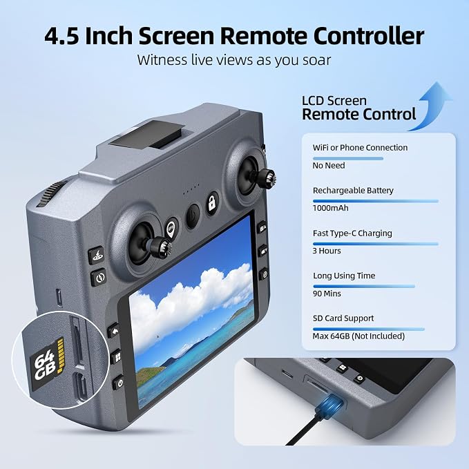 GPS Drone with Camera for Adults, 2K FPV Drone with 4.5" Screen Remote - Image 3