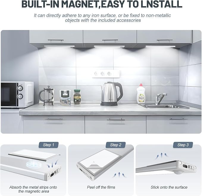 6 Pack Under Cabinet Lights Wireless, 58 LED Motion Sensor Light Indoor - Image 6