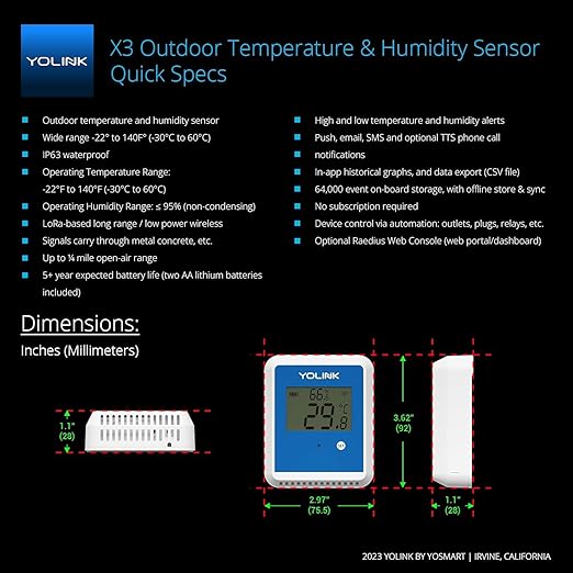 YoLink X3 Outdoor Temperature and Humidity Sensor - Image 3