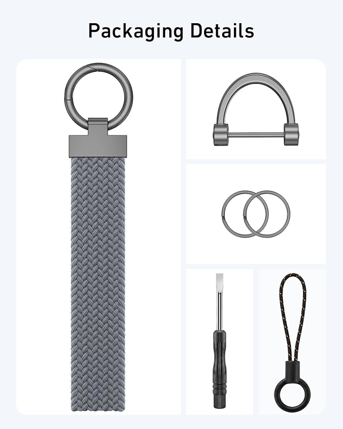 Stretchy Braided Wristlet D-Ring Detachable - Image 2