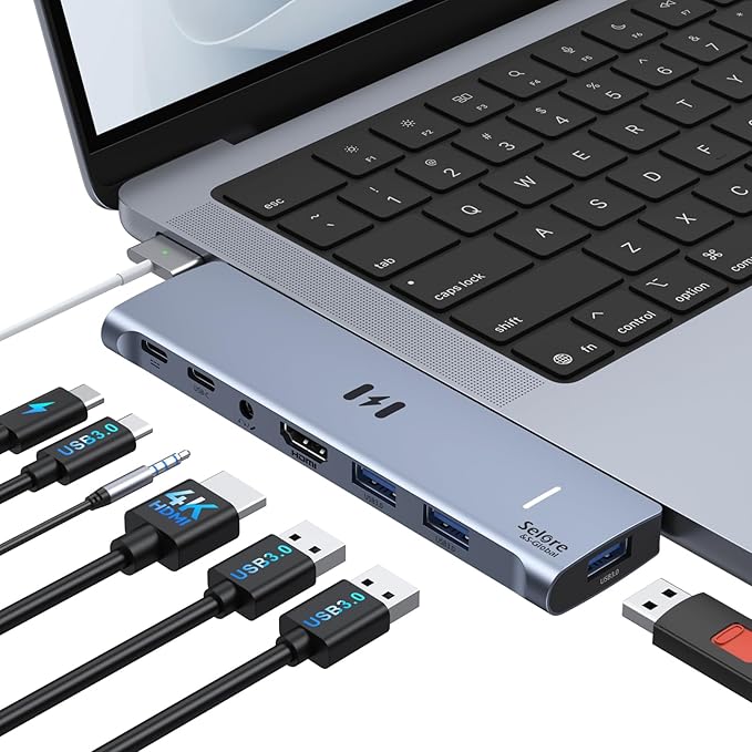 USB C Adapter HDMI Hub for MacBook Pro/Air M5 M4 M3 M2 M1 2025-2018 13" 15" 16" by SeloreS-Global