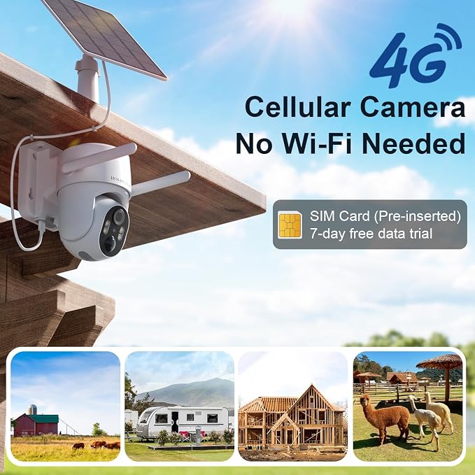 HOSAFE.COM 4G LTE Cellular Security Camera No Internet Needed, 2K Solar No WiFi - Image 2