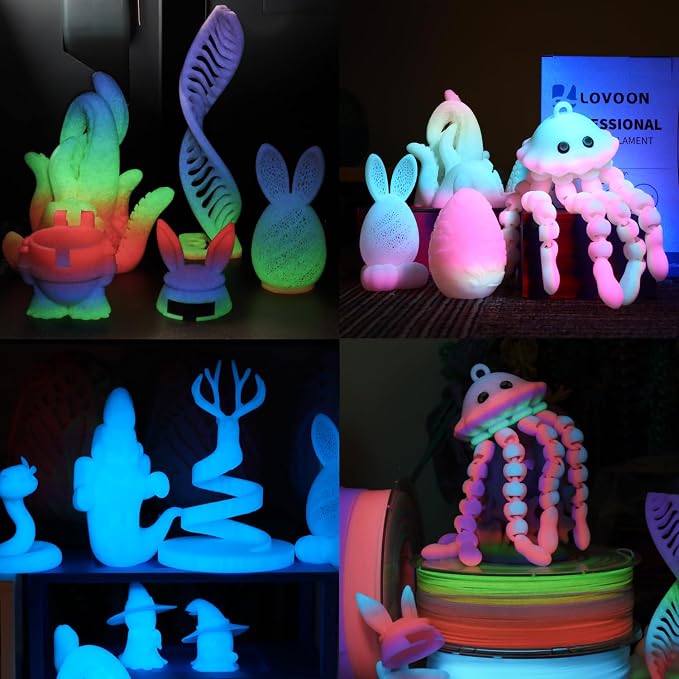 LOVOON 3D Printer Filament Luminous Glow Rainbow PLA, Magic irradiative 3D PLA - Image 5