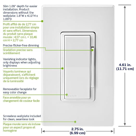 Leviton Decora Smart Dimmer Switch, Works - Image 3