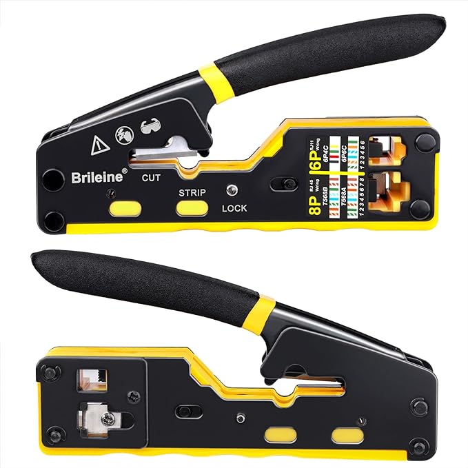 Brileine RJ45 Crimp Tool Pass Through Kit Ethernet Crimper Cat5 Cat5e Cat6 - Image 4