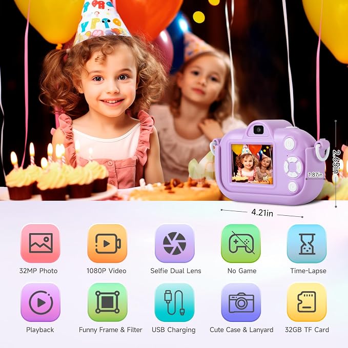 Kids Camera Toddler Toys for Girls Boys, YEEHAO 32MP Dual Lens Digital Camera - Image 3