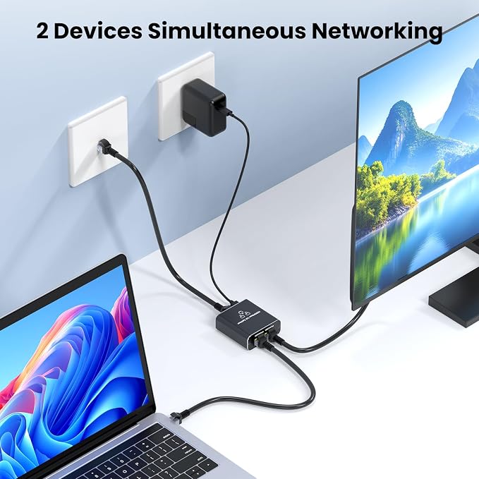 Gigabit Ethernet Splitter 1 to 2, 1000Mbps High Speed LAN Splitter - Image 3