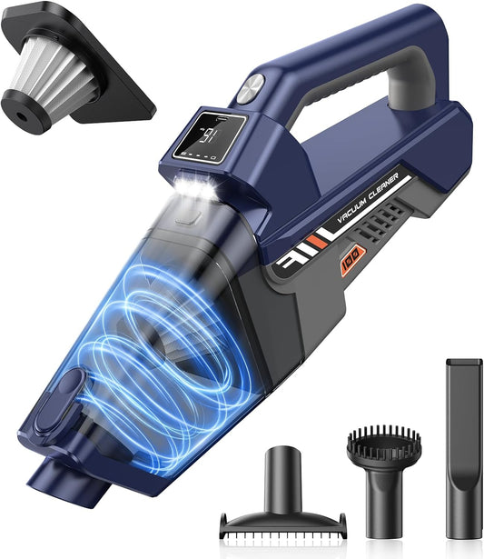 JONYJ Handheld Vacuum Cordless, 16000PA High Power Car Vacuum Cleaner, Portable Hand Held Vacuum Cleaner with LED Light & Multi-Nozzles, Dust Buster Rechargeable for Home, Car, Office, Pets