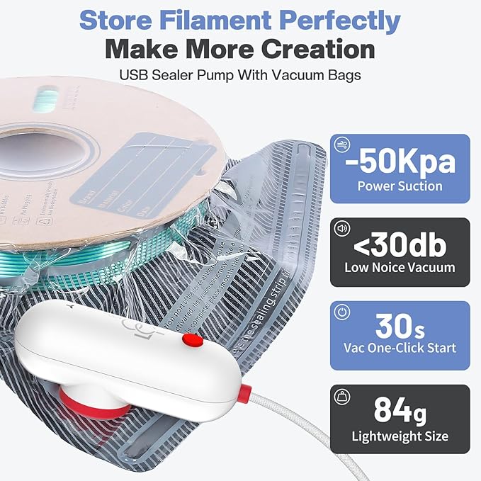 Vacbird 30pcs Filament Storage Bags Light-Proof Vacuum Storage Kit - Image 6