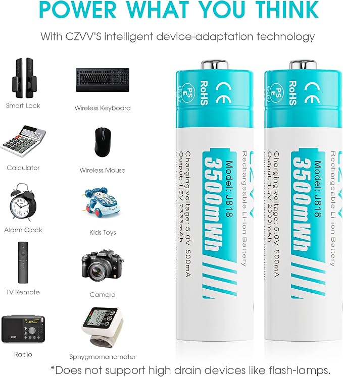 Rechargeable AA 1.5V Lithium Batteries 8-Pack, Full-Recharged Long-Lasting - Image 8
