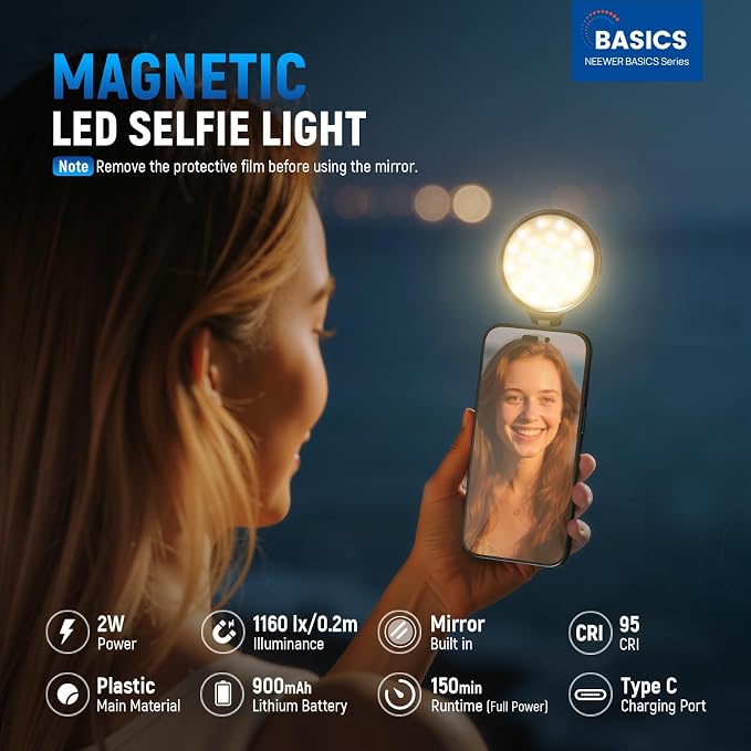 NEEWER Basics Magnetic LED Selfie Light Compatible - Image 2