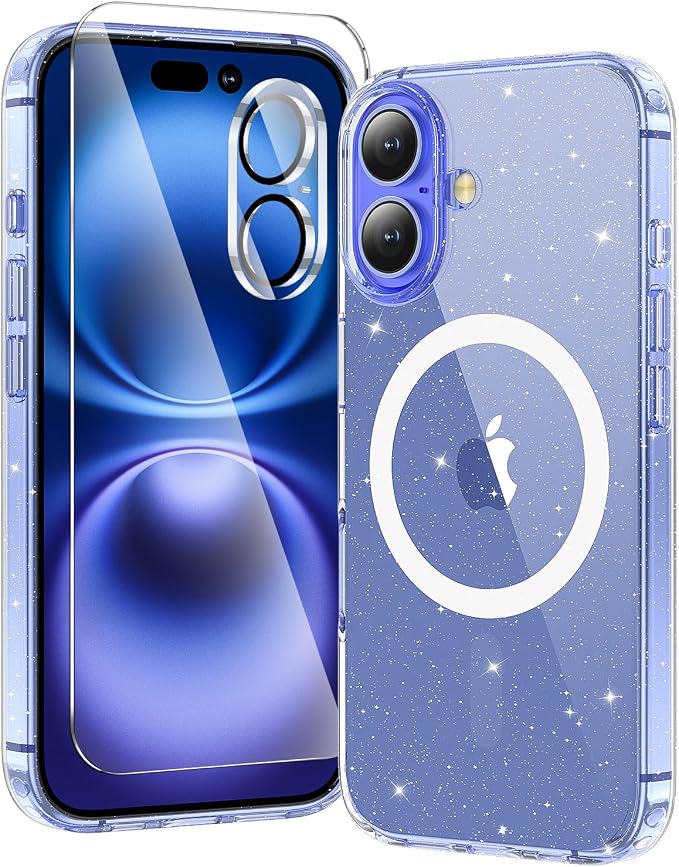 toushion 3 in 1 for iPhone 16 Plus Case Clear Glitter | by Unknown