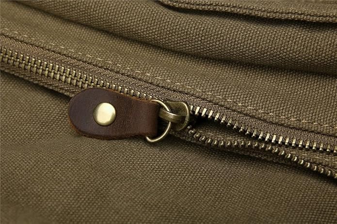 Sechunk Vintage Military Leather Canvas Laptop Bag Messenger Bags Medium - Image 6