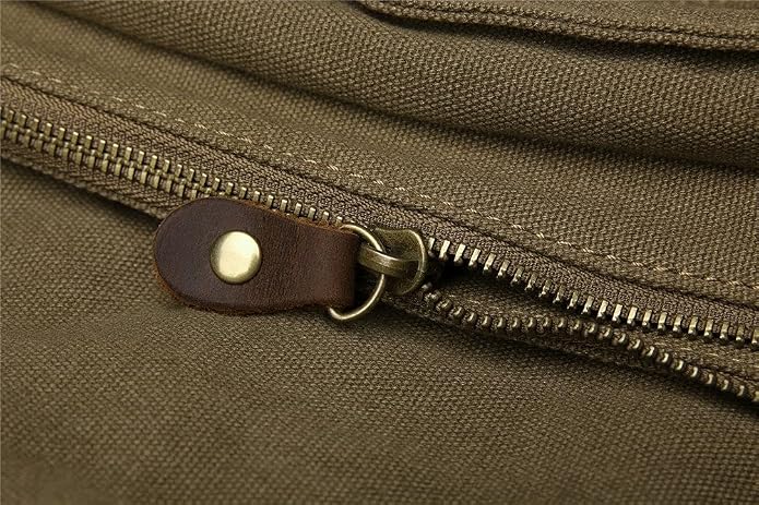 Sechunk Vintage Military Leather Canvas Laptop Bag Messenger Bags Medium - Image 6