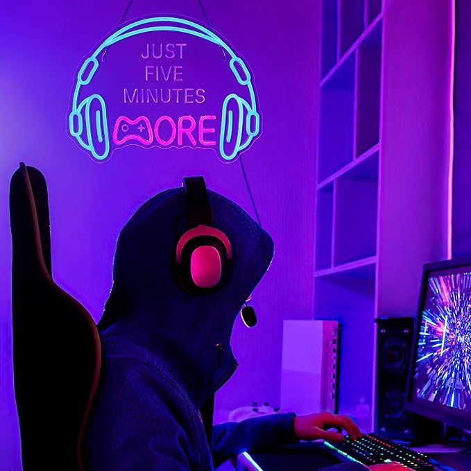 Gaming Neon Sign, Large Bright and Dimmable Colored LED Headset Gamer Neon - Image 2