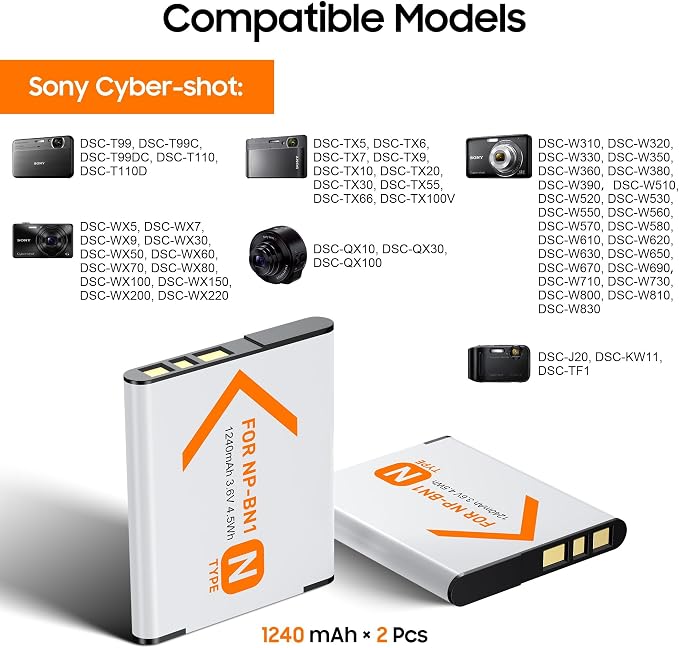 NP-BN1 Battery and Charger Set, Camera Accessories kit - Image 2