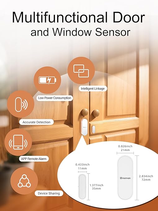 Heiman WiFi Door Window Alarm Sensor, Smart Wireless Magnetic Contact Sensor - Image 2