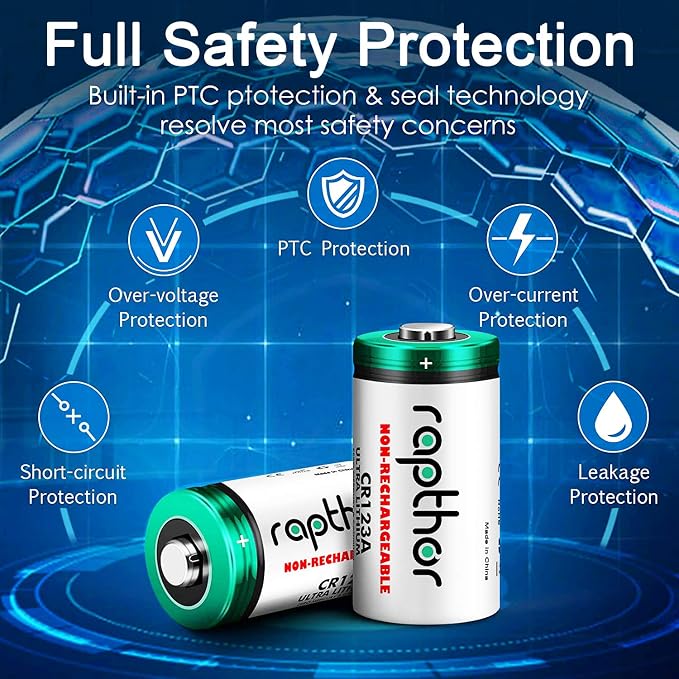 rapthor CR123A Lithium Batteries 3V 12 Pack 1650mAh High Capacity CR123 CR17345 - Image 7