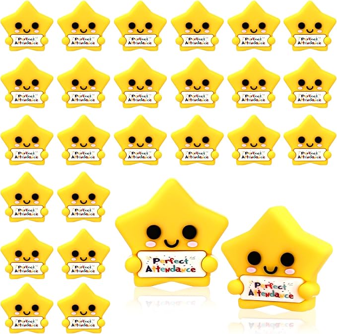 Skylety 25 Pcs Perfect Attendance Resin Star, Perfect Attendance Awards by Skylety