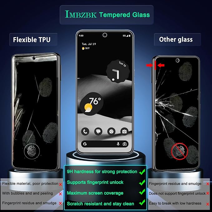 IMBZBK 3 Pack Screen Protector for Google Pixel 8 Pro Tempered Glass - Image 2