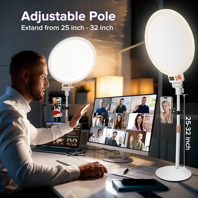 12" Large Ring Light with Stand, 7000K Full-Screen Selfie Light Ring with Phone - Image 3