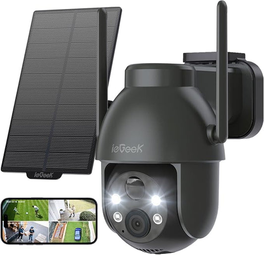 ieGeek Solar Camera Outdoor Wireless, 2K WiFi Outside Cameras by ieGeek
