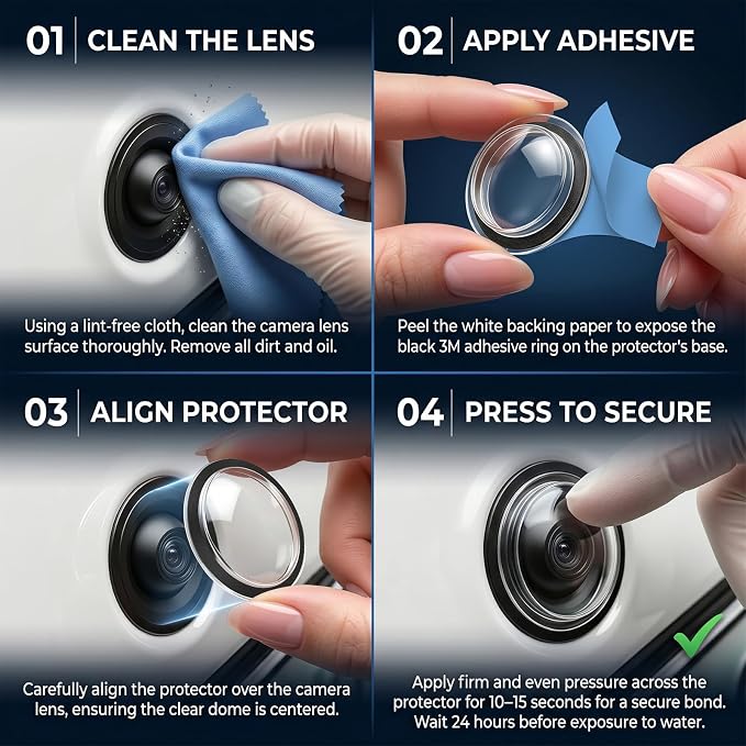 4-Pack Car Camera Lens Protector, Anti-Fog Clear Backup Camera Cover, 17.5mm - Image 6