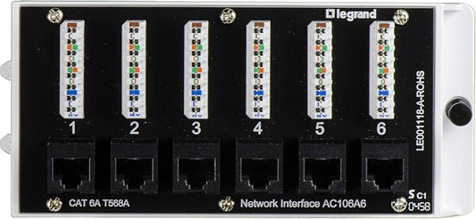 Legrand - OnQ Home Theater Patch Panel, 6 Port Interface Module, Cat 6A Network by Legrand-On-Q