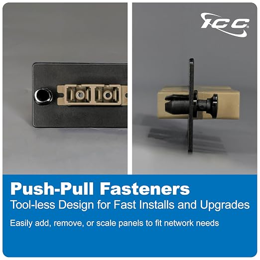 ICC SC-SC Fiber Optic Adapter Panel, LGX Compatible, 6 Fibers, Push Fasteners - Image 3