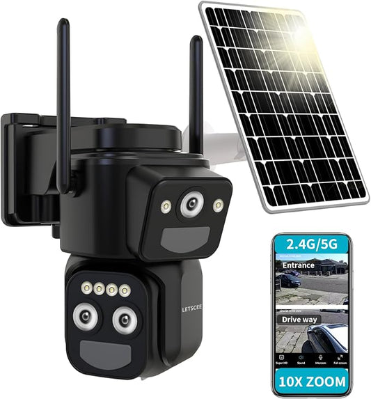 LETSCEE Security Cameras Wirelss Outdoor Solar Powered by LETSCEE