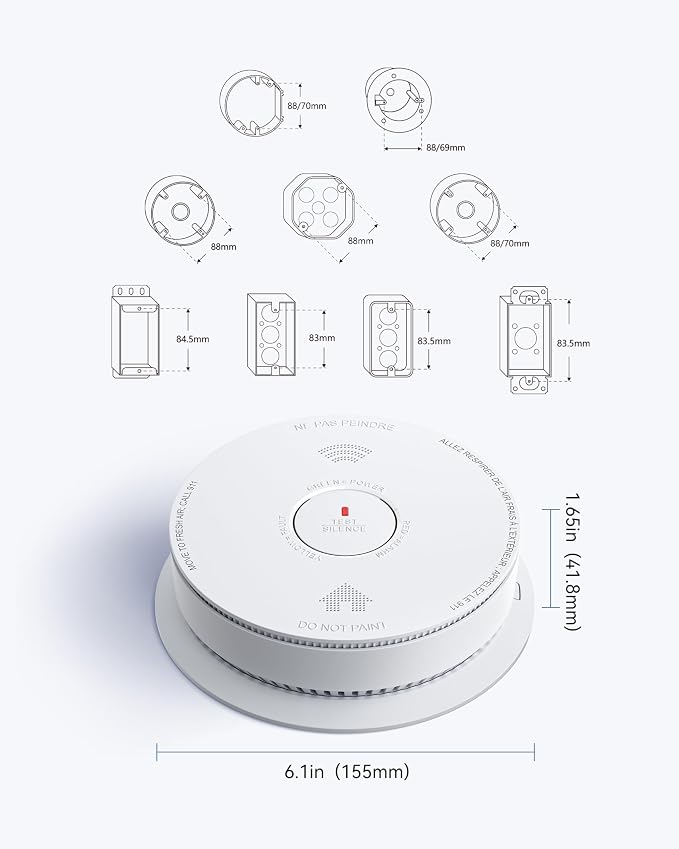 SITERWELL Smoke Detector Combo Smoke & Carbon Monoxide Alarm 10-Year Battery CO - Image 8