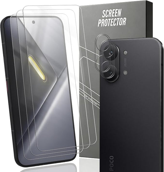 3+2 Pack for Xiaomi Poco X8 Pro Max Screen Protector, Tempered Glass + Camera by Unknown