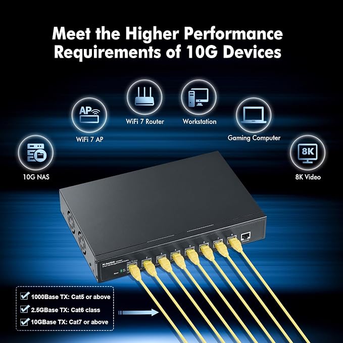 MokerLink 8 Port 10G Managed Ethernet Switch, 10G/5G/2.5G/1G Auto-Adaptive - Image 6