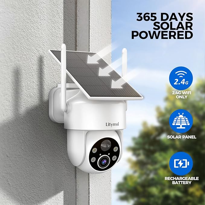 LITYMOL 2K 360° View Security Cameras Wireless Outdoor, Solar Cameras - Image 3