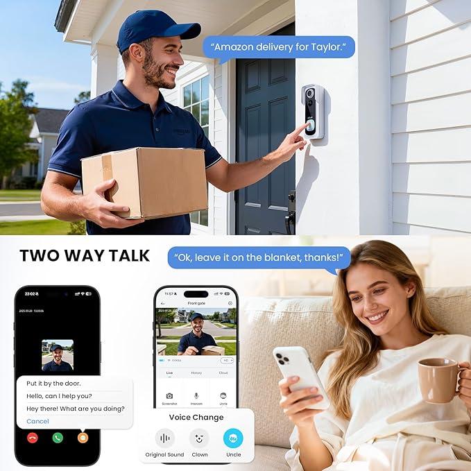 ieGeek Doorbell Camera Wireless No Subscription, 2K 3MP HD View, 2-Way Talk - Image 5