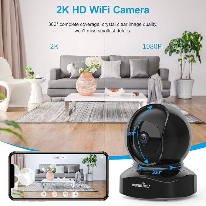 wansview Cameras for Home Security, 2K IP Camera, WiFi Home Indoor Camera for - Image 3