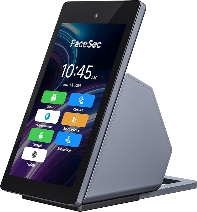 AI Face Recognition Time Clock for Small Business, 5.5-Inch Desktop Biometric by FaceSec