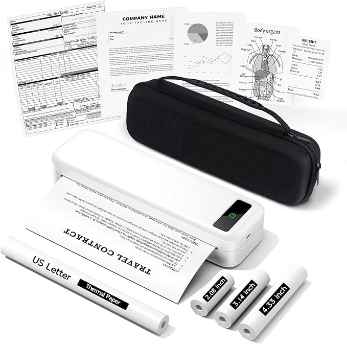 Portable Printers Wireless for Travel, A285M Bluetooth Inkless Thermal Printer by TATTMUSE