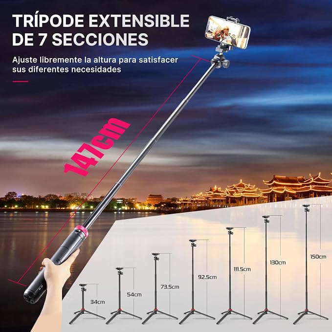 ULANZI MT-44 Extendable Phone Tripod, 360° Ball Head Camera Tripod - Image 5