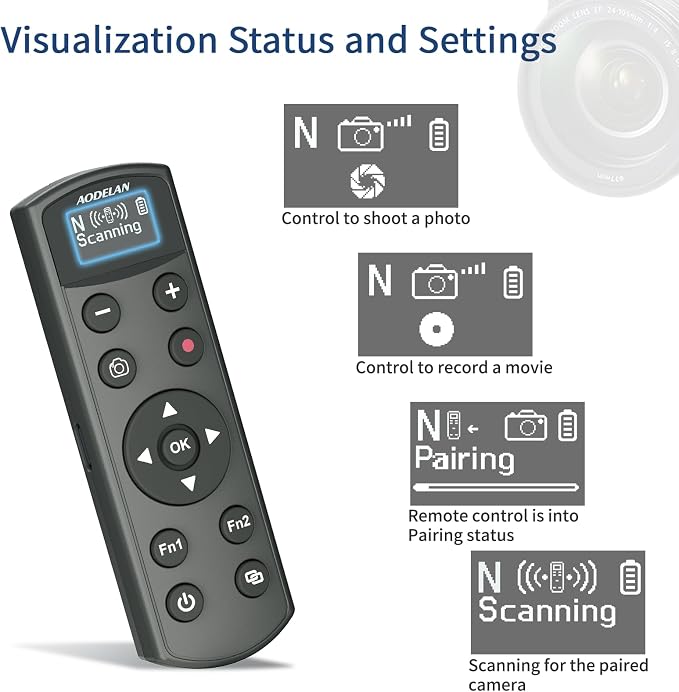 Rechargeable Shutter Release for Nikon AODELAN Wireless Camera Remote Control - Image 7