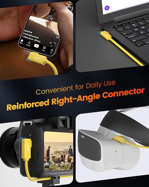 Fiber Optic USB C Tethering Cable 30FT, Right Angle 10Gbps USB 3.2 Gen 2 - Image 4