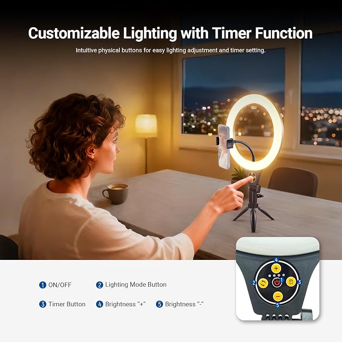 NEEWER Entry Level Version 10.5" Desk Ring Light w Tripod Stand/Phone Holder - Image 6