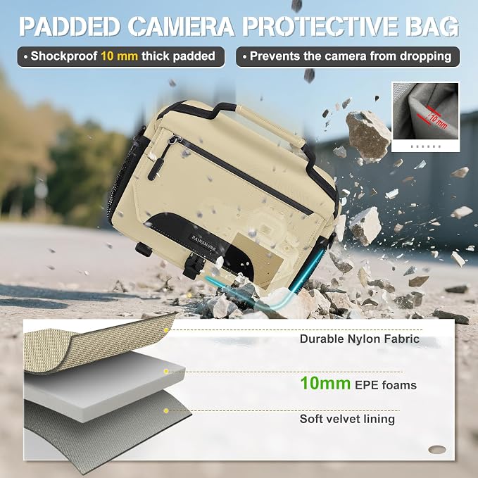 RAINSMORE Camera Bag, DSLR/SLR/Mirrorless Small Camera Sling Bag Waterproof - Image 4